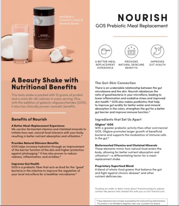 Tranont's Nourish a GOS Prebiotic Meal Replacement www.digestiveRepair.com